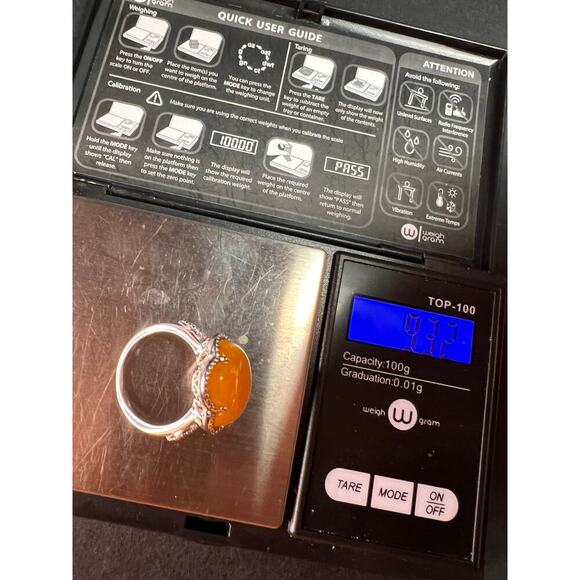 NEW Yellow Jade cherry blossom ring in sterling silver size 9 - Picture 10 of 10